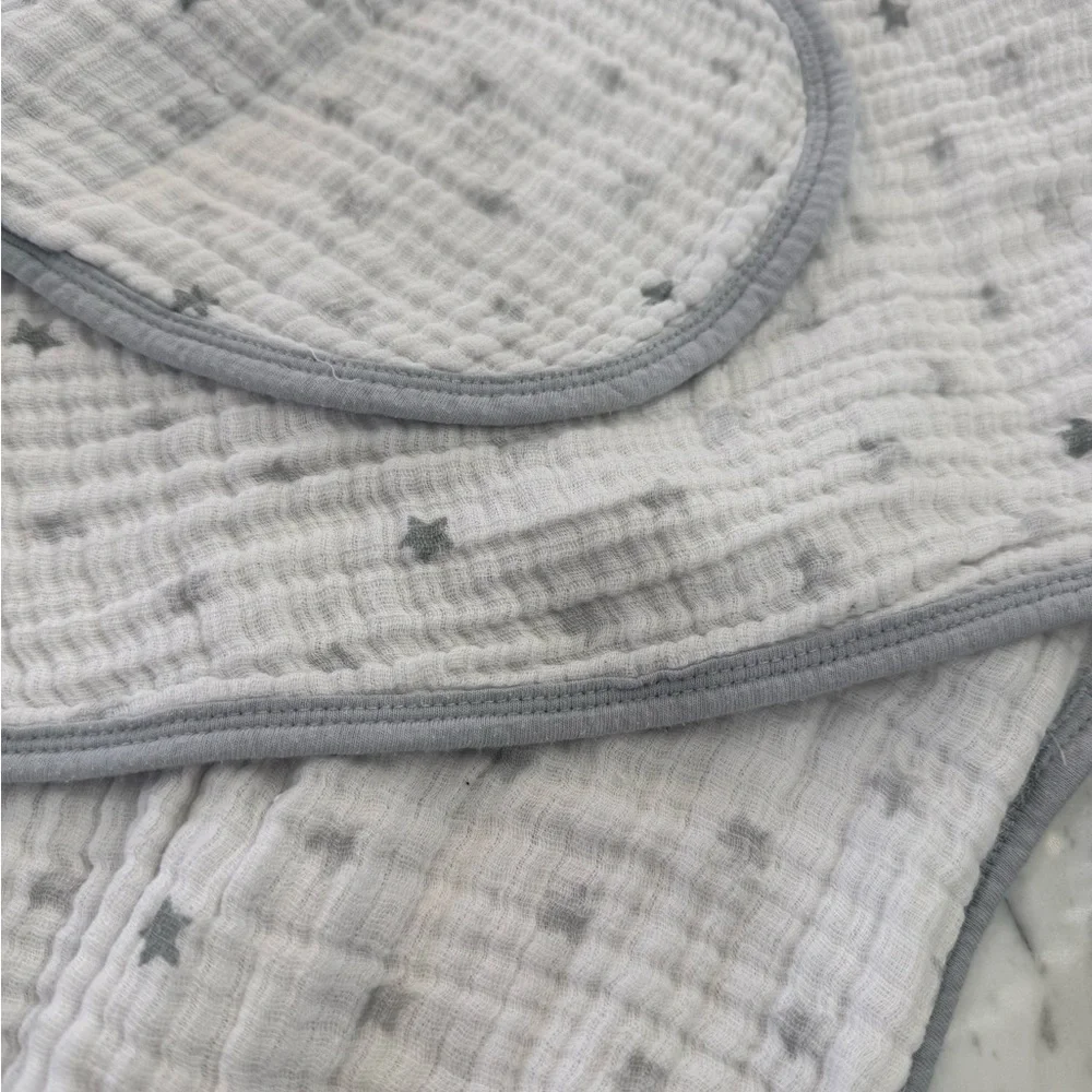 aden + anais Starry White and Gray Muslin Swaddle Buttons